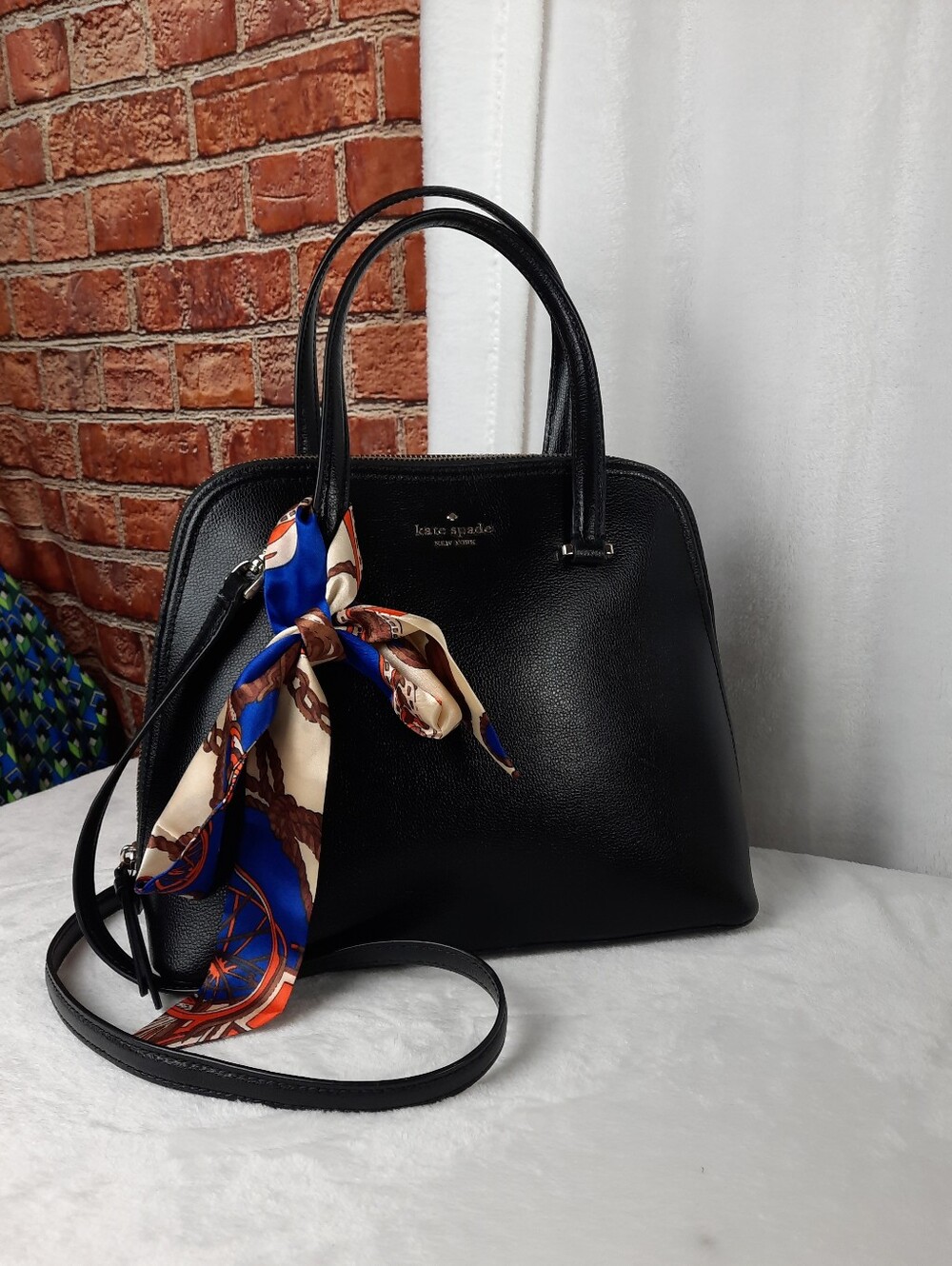 kate spade Black Pebbled Leather Dome Satchel